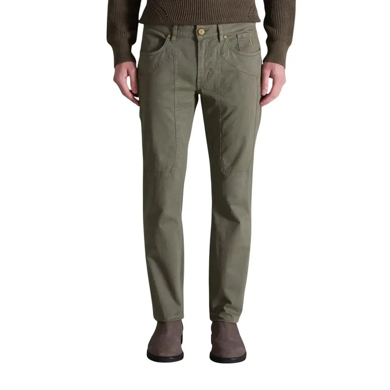 Jeckerson Herren Herbst Winter Grün Baumwolle Elastan Hose