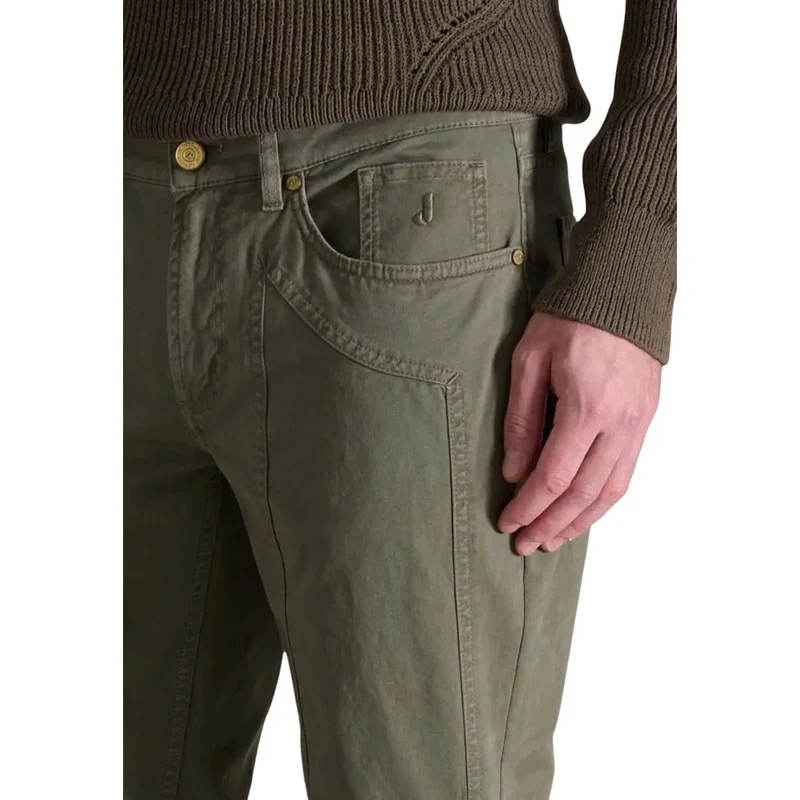 Jeckerson Herren Herbst Winter Grün Baumwolle Elastan Hose