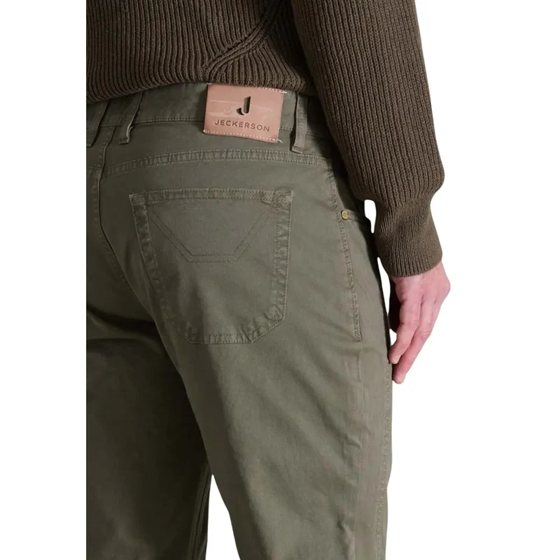 Jeckerson Herren Herbst Winter Grün Baumwolle Elastan Hose