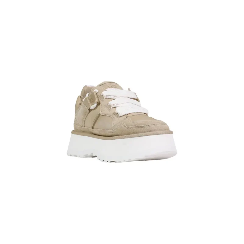 Ugg Damen Beige Leder Plateau Boots