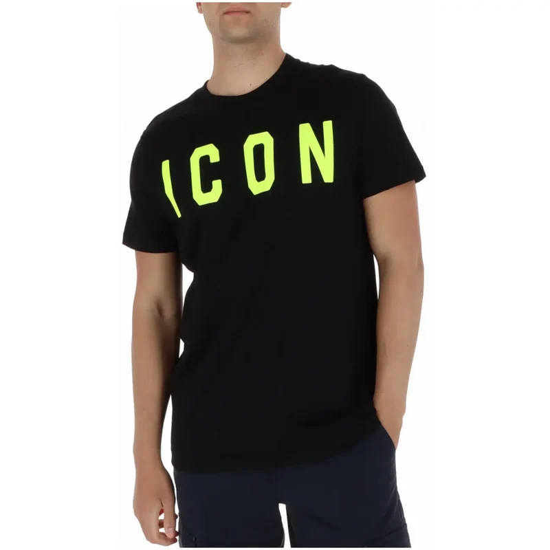 Icon Men T-Shirt Schwarz Kurze Ärmel Baumwolle Rundhals IUT001