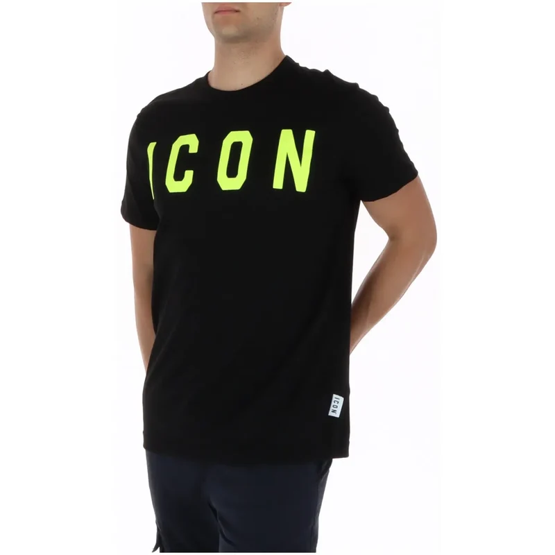 Icon Men T-Shirt Schwarz Kurze Ärmel Baumwolle Rundhals IUT001
