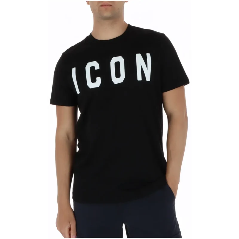 Icon Men T-Shirt Schwarz Kurze Ärmel Baumwolle Rundhals IUT001