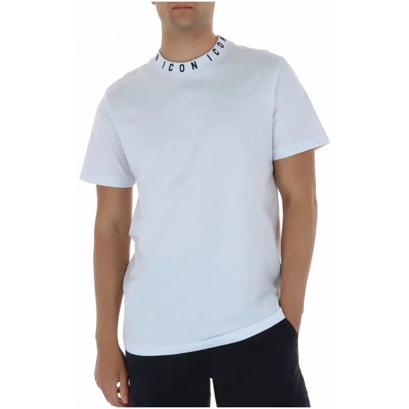 Icon Men T-Shirt Weiß Baumwolle Rundhals Kurzarm