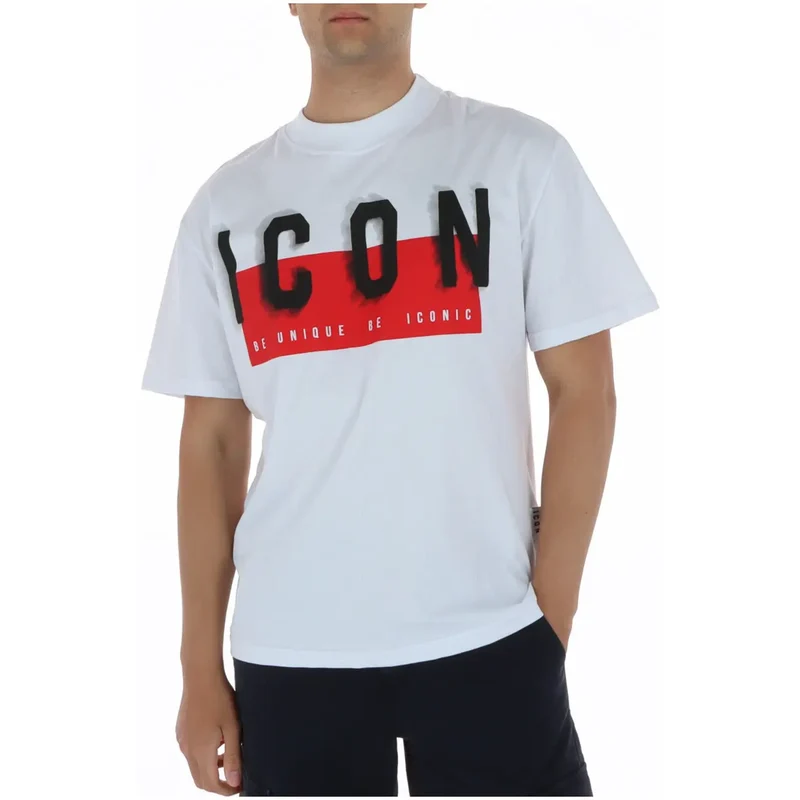 Icon Men Weißes Baumwoll-Rundhals-Print-T-Shirt IUT041