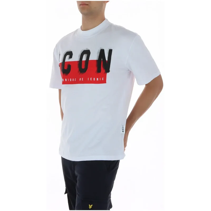Icon Men Weißes Baumwoll-Rundhals-Print-T-Shirt IUT041