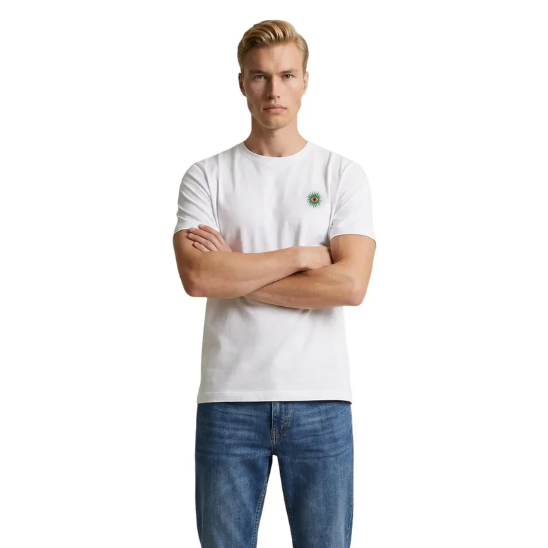 Only & Sons Herren T-Shirt Weiß Bio-Baumwolle Print Größe M