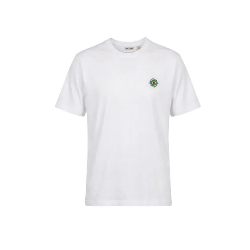 Only & Sons Herren T-Shirt Weiß Bio-Baumwolle Print Größe M