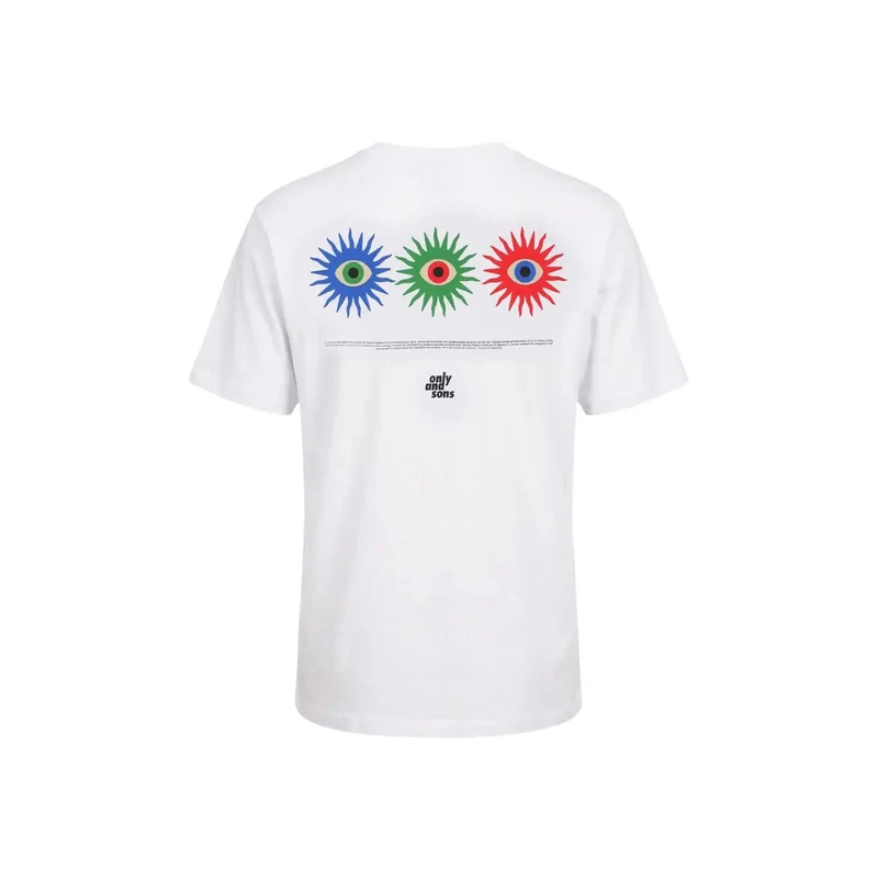 Only & Sons Herren T-Shirt Weiß Bio-Baumwolle Print Größe M