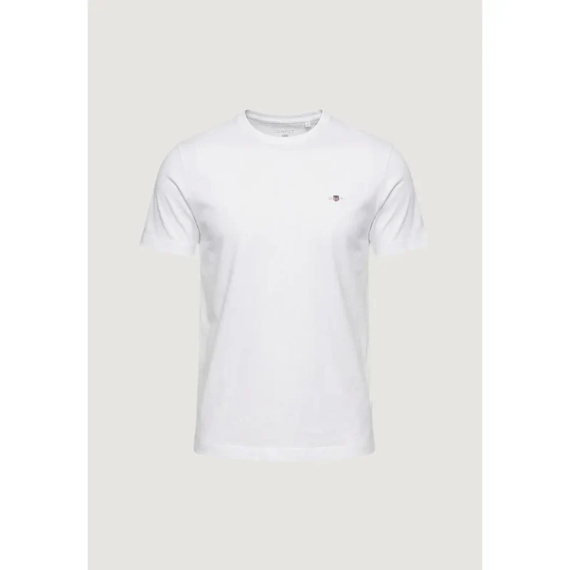 Gant Herren T-Shirt Weiß Rundhals Kurzarm 100% Baumwolle