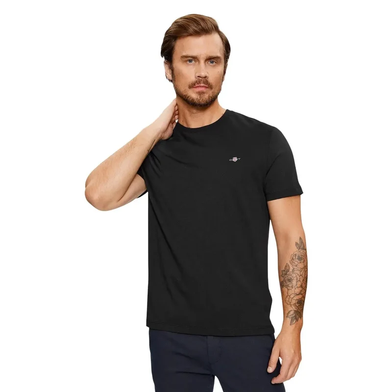Gant Herren T-Shirt Weiß Rundhals Kurzarm 100% Baumwolle