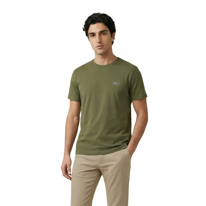 Gant Herren T-Shirt Weiß Rundhals Kurzarm 100% Baumwolle