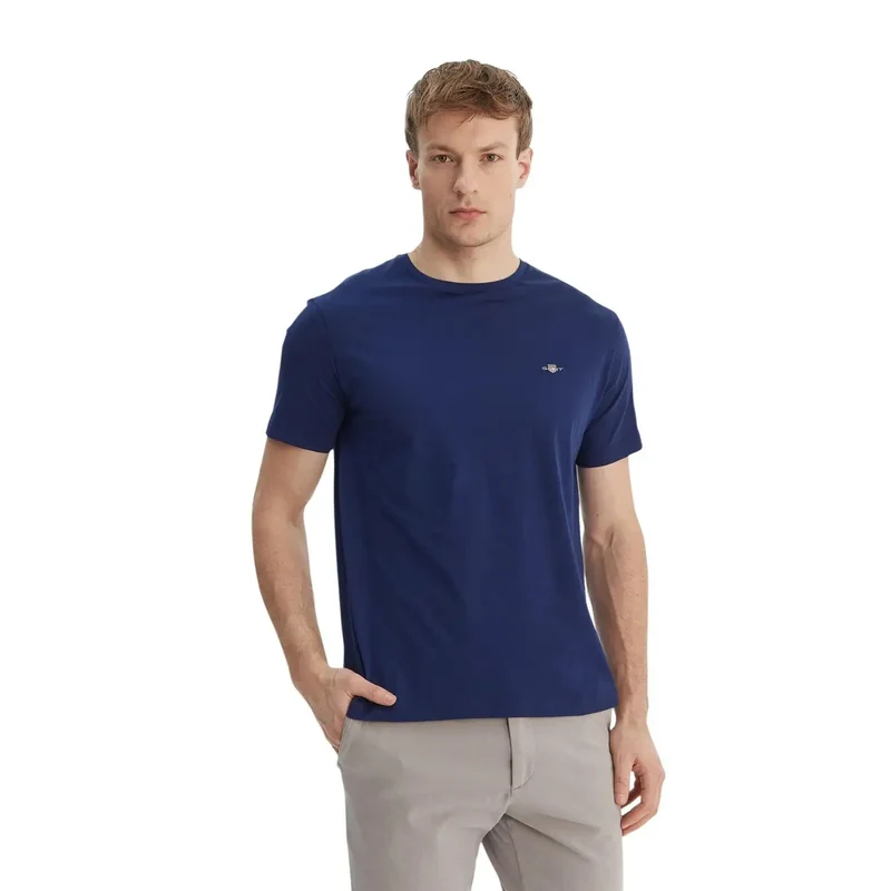 Gant Herren T-Shirt Weiß Rundhals Kurzarm 100% Baumwolle