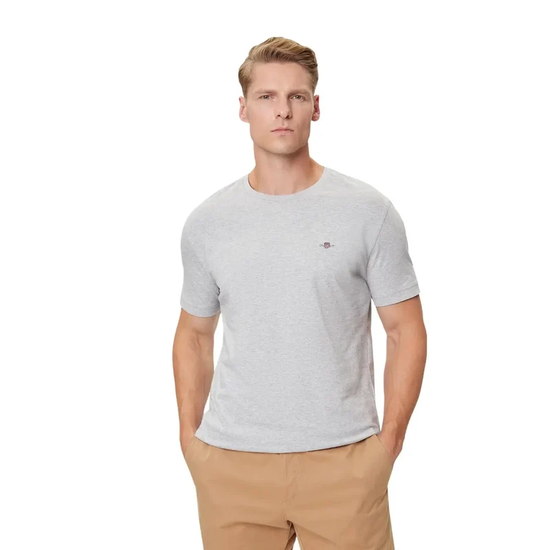 Gant Herren T-Shirt Weiß Rundhals Kurzarm 100% Baumwolle