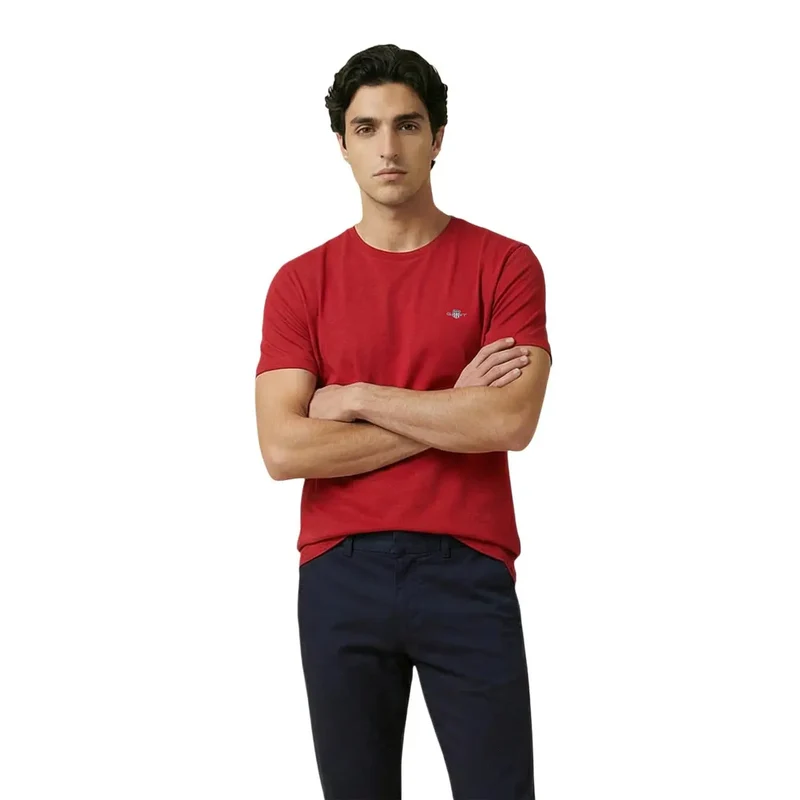 Gant Herren T-Shirt Weiß Rundhals Kurzarm 100% Baumwolle