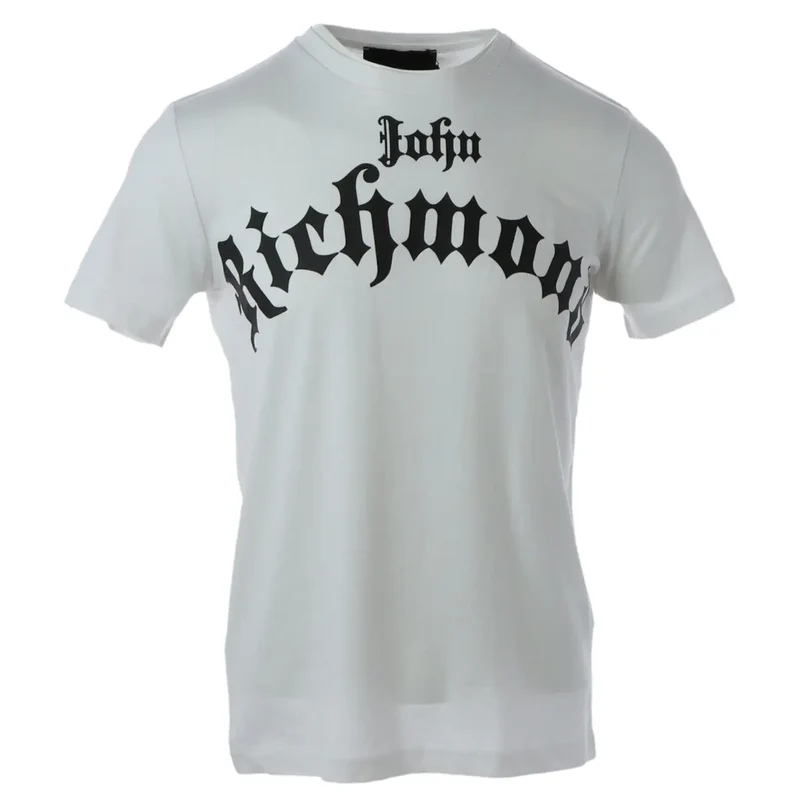 Weißes T-Shirt mit gotischem Schriftzug