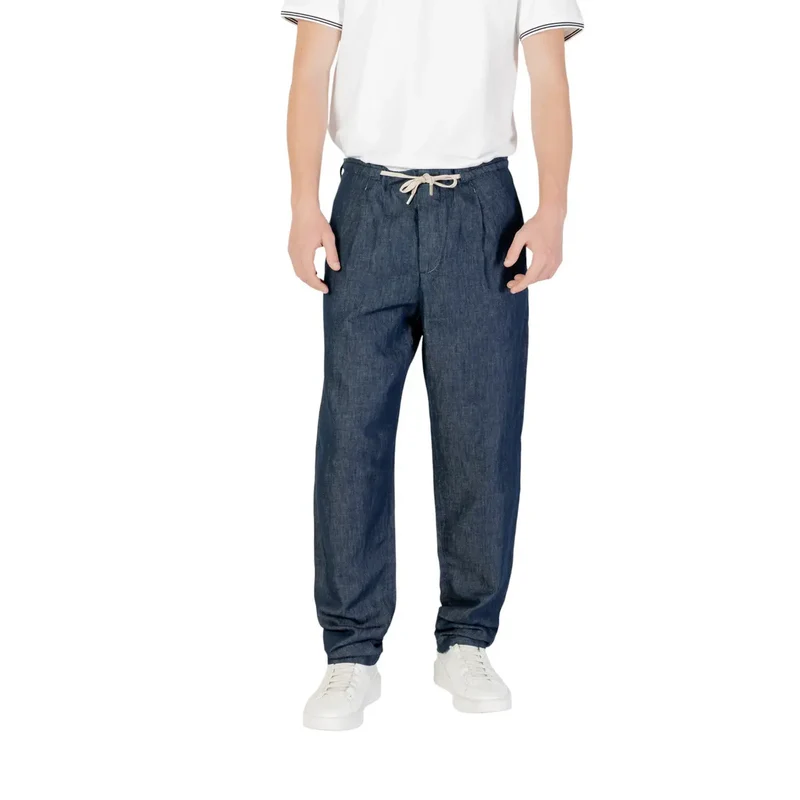 Dunkelblaue Denim-Hose mit Kordelzug für Herren