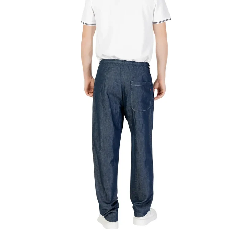 Dunkelblaue Denim-Hose mit Kordelzug für Herren