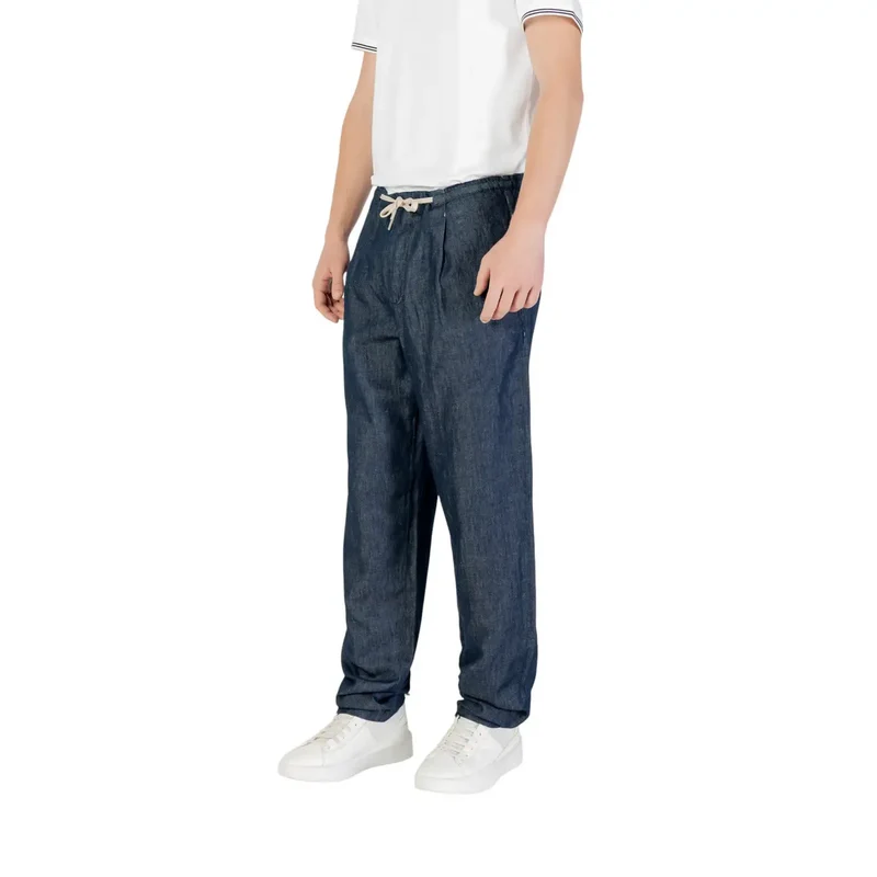 Dunkelblaue Denim-Hose mit Kordelzug für Herren
