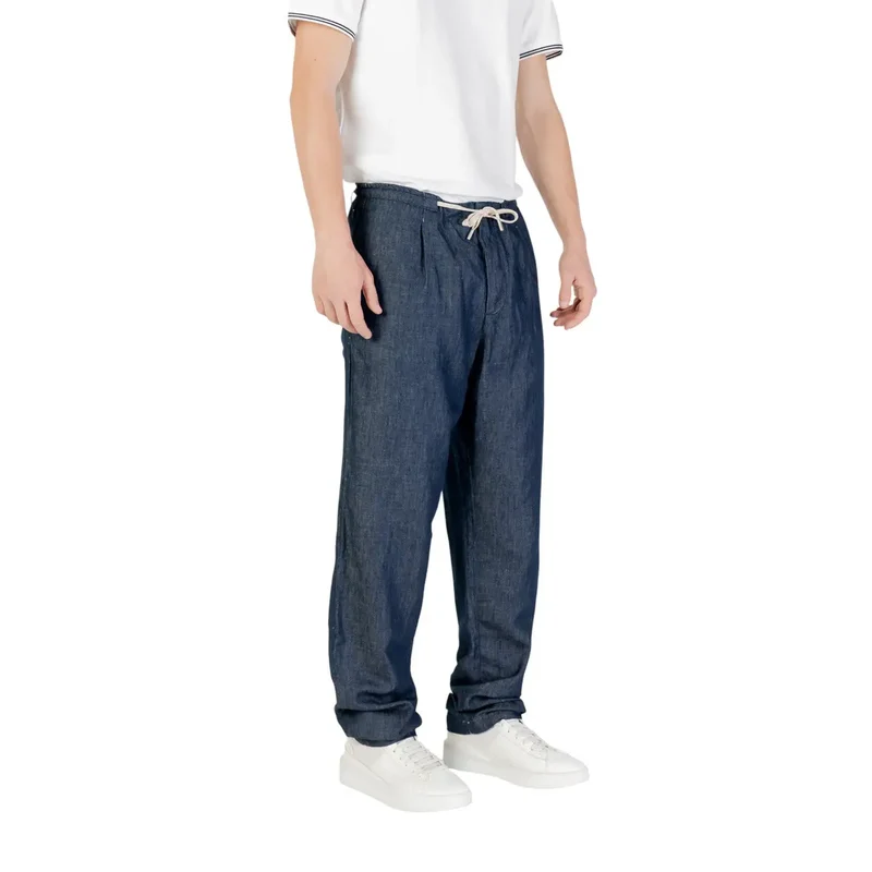 Dunkelblaue Denim-Hose mit Kordelzug für Herren