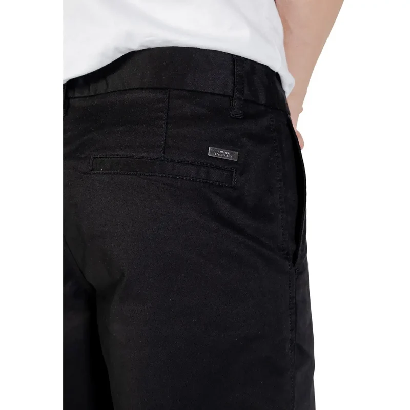 Armani Exchange Herren Hose Schwarz Baumwolle Elastan