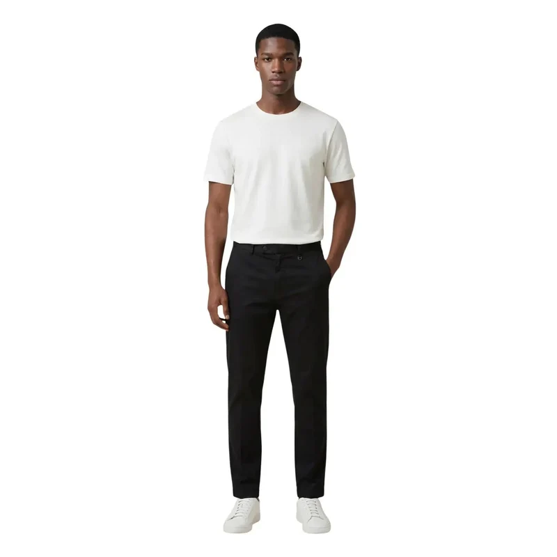Antony Morato Herren Schwarze Baumwoll-Leinen-Hosen MMTR00783