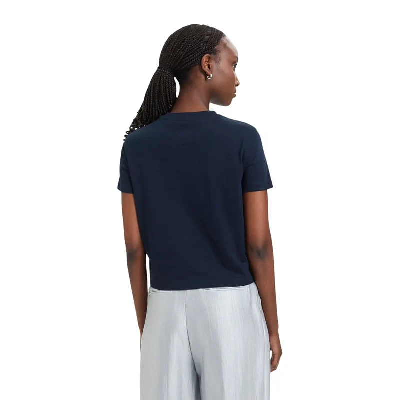 Tommy Hilfiger Jeans für Damen, blauer T-Shirt aus Bio-Baumwolle