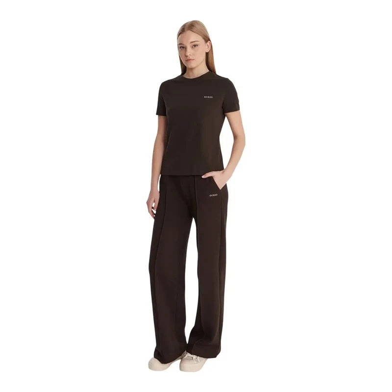 Guess Active Damen braunes Baumwoll-Tracey-Shirt mit kurzen Ärmeln