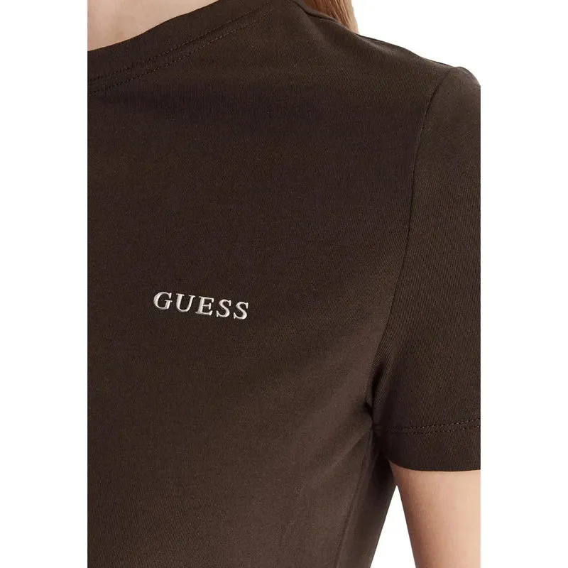Guess Active Damen braunes Baumwoll-Tracey-Shirt mit kurzen Ärmeln