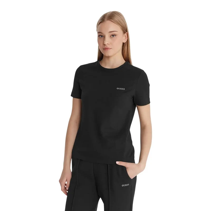 Guess Active Damen braunes Baumwoll-Tracey-Shirt mit kurzen Ärmeln