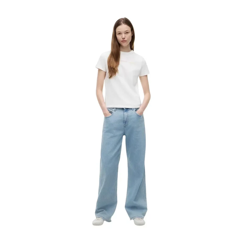 Tommy Hilfiger Damen Weißes T-Shirt aus Bio-Baumwolle, Kurzarm