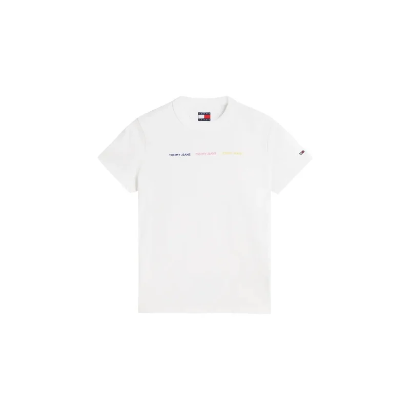 Tommy Hilfiger Damen Weißes T-Shirt aus Bio-Baumwolle, Kurzarm