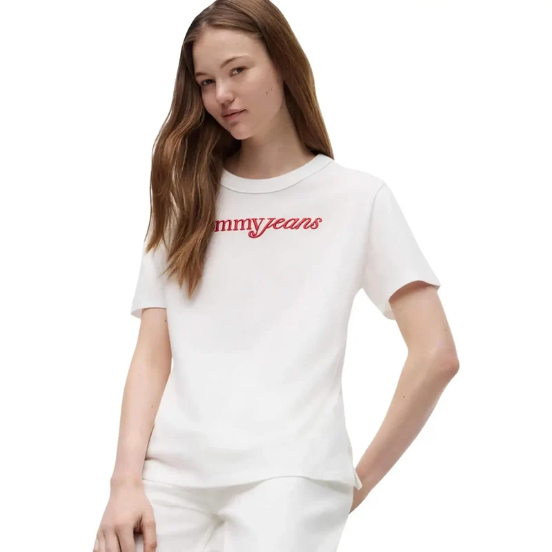 Tommy Hilfiger Damen Weißes T-Shirt aus Bio-Baumwolle