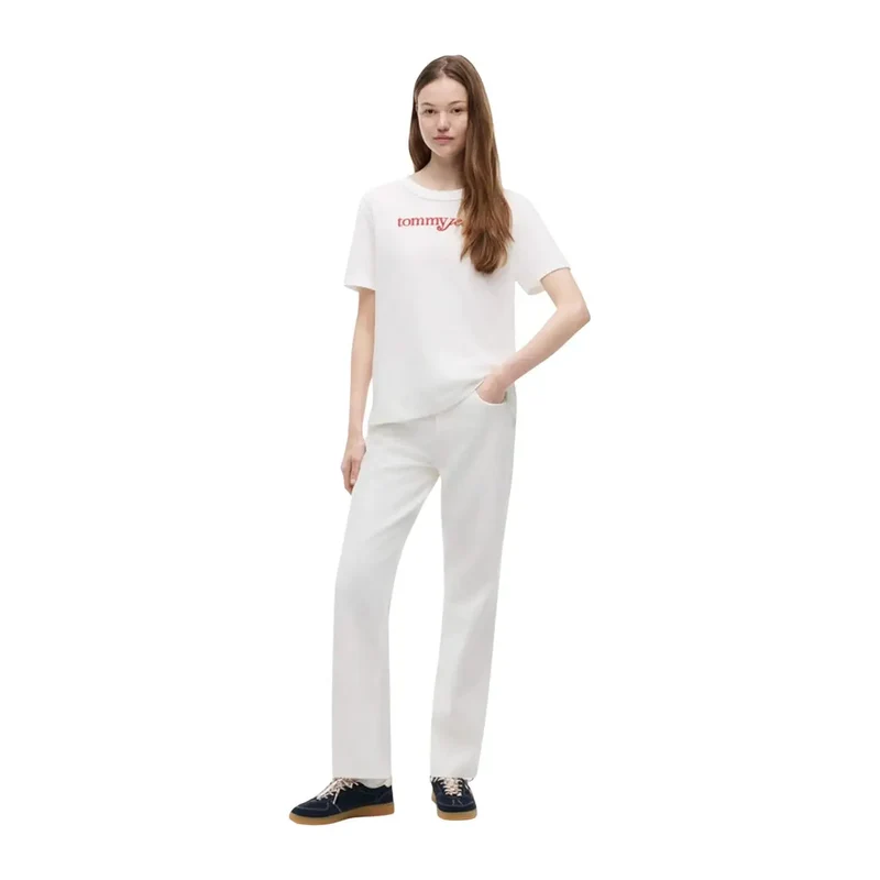 Tommy Hilfiger Damen Weißes T-Shirt aus Bio-Baumwolle