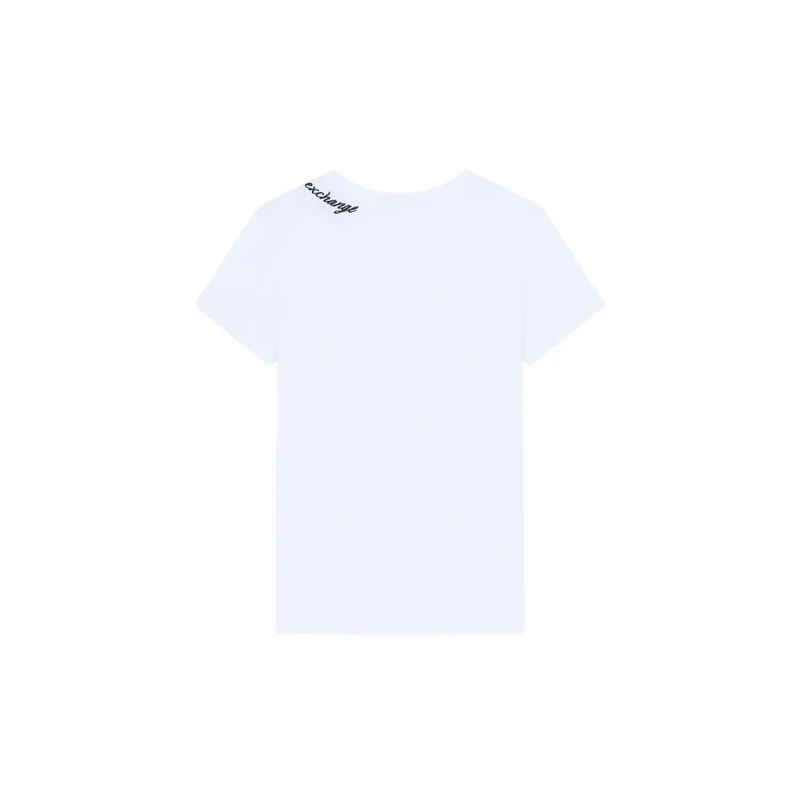 Armani Exchange Damen Weißes Baumwoll-Shirt mit Rundhalsausschnitt