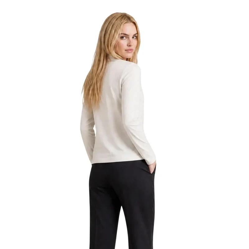Armani Exchange Damen Beige Baumwoll-T-Shirt mit Strass