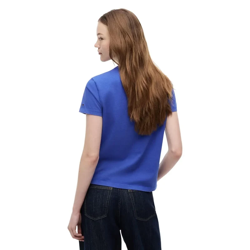 Tommy Hilfiger Jeans Damen Blaue T-Shirt aus Bio-Baumwolle