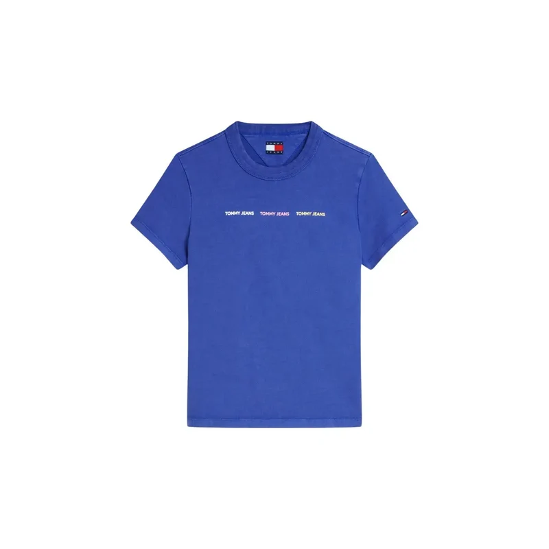 Tommy Hilfiger Jeans Damen Blaue T-Shirt aus Bio-Baumwolle