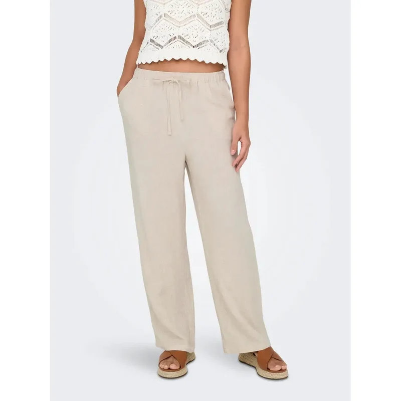 Only Damenhosen Beige Leinen-Viskose Frühjahr Sommer 15322263