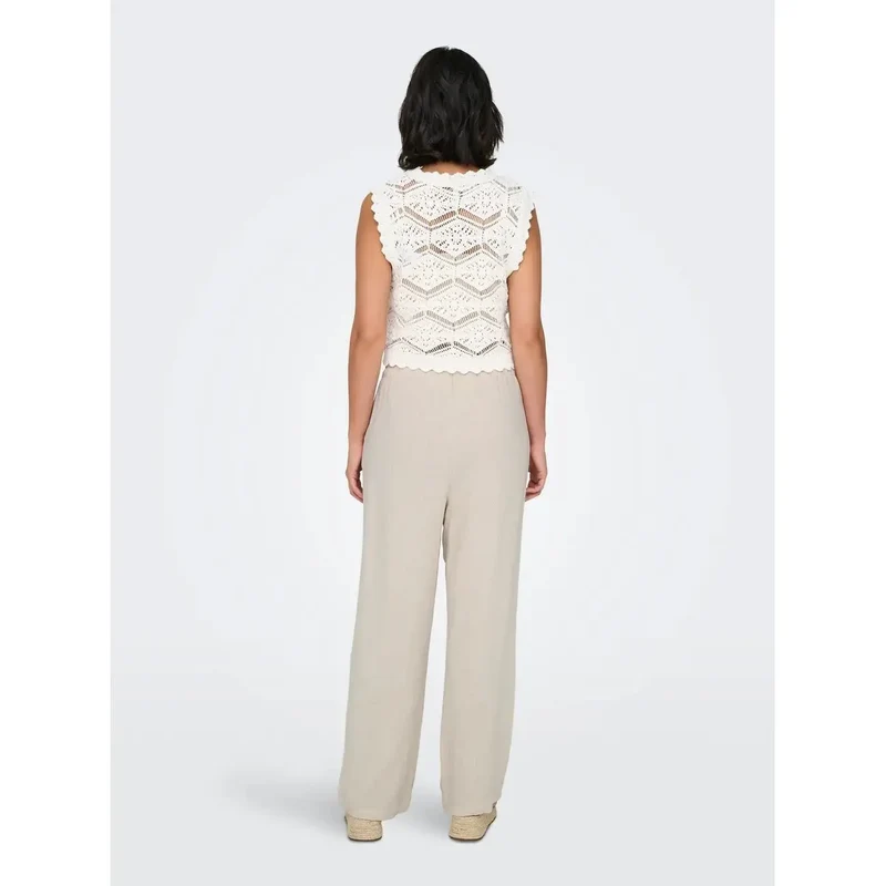 Only Damenhosen Beige Leinen-Viskose Frühjahr Sommer 15322263