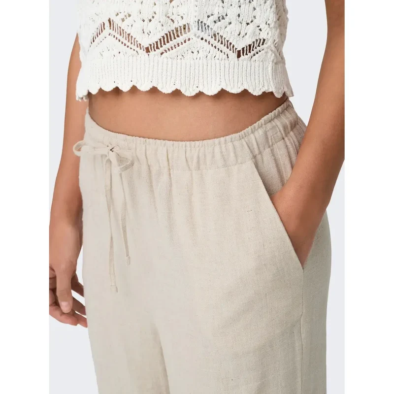 Only Damenhosen Beige Leinen-Viskose Frühjahr Sommer 15322263