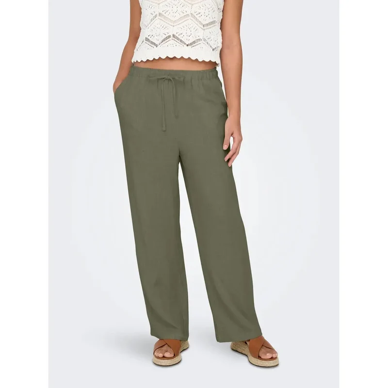 Only Damenhosen Beige Leinen-Viskose Frühjahr Sommer 15322263