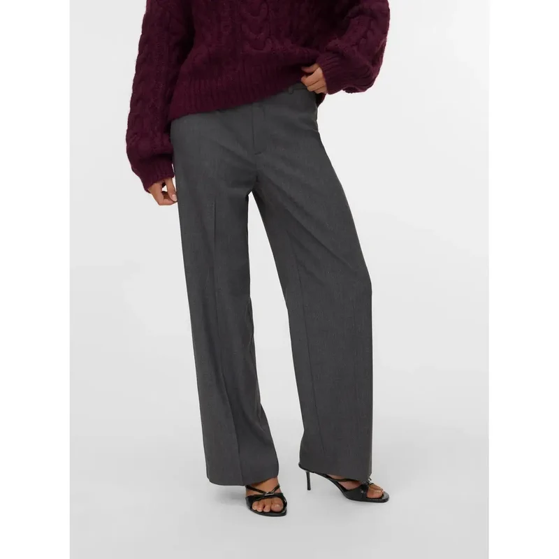 Vero Moda Damen graue Hose mit Reißverschluss und Knopf, reguläre Passform