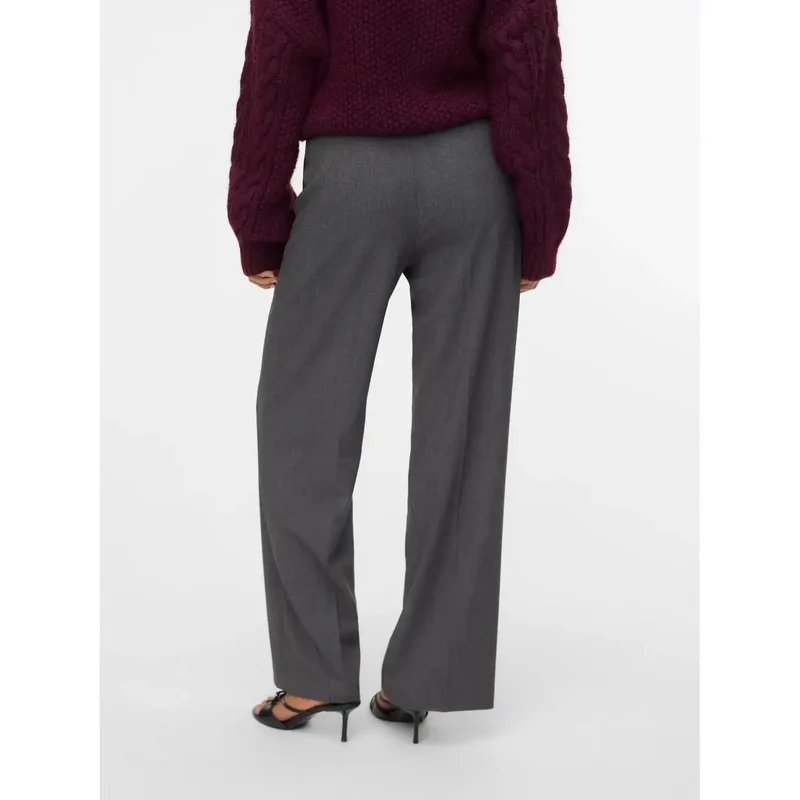 Vero Moda Damen graue Hose mit Reißverschluss und Knopf, reguläre Passform