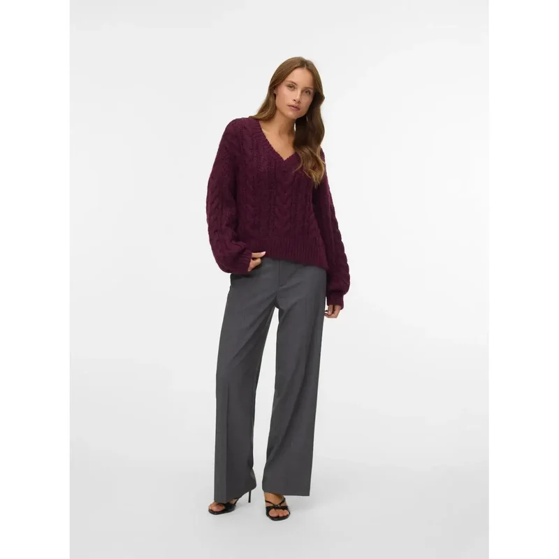 Vero Moda Damen graue Hose mit Reißverschluss und Knopf, reguläre Passform