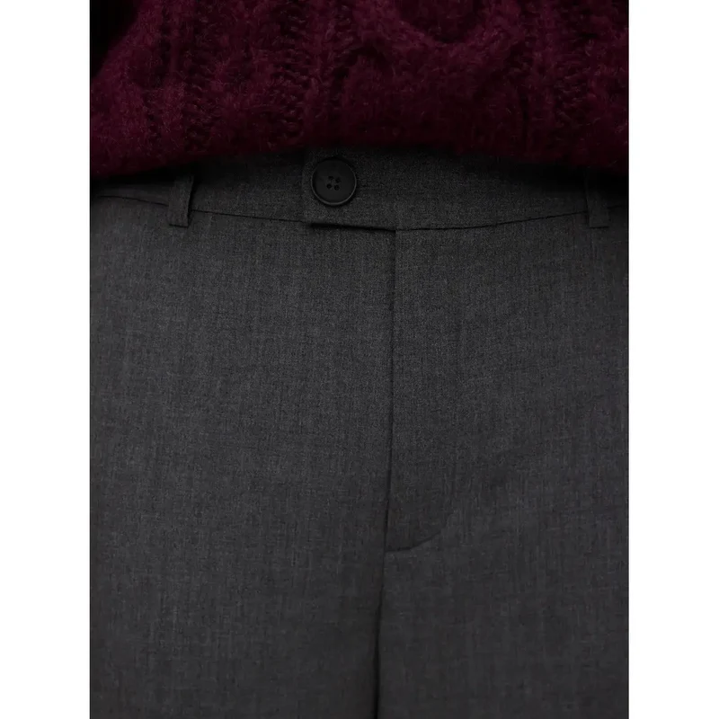 Vero Moda Damen graue Hose mit Reißverschluss und Knopf, reguläre Passform