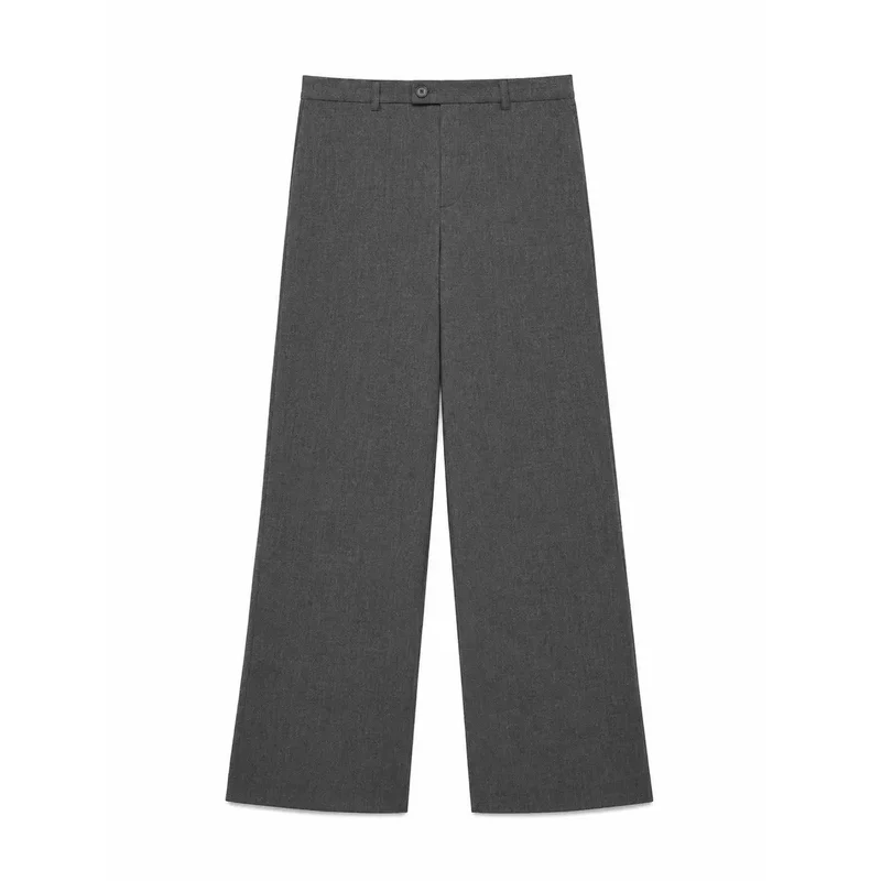 Vero Moda Damen graue Hose mit Reißverschluss und Knopf, reguläre Passform