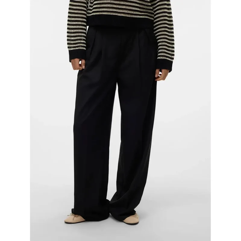 Vero Moda Damen schwarze Reißverschluss-Hose aus Polyester und Viskose