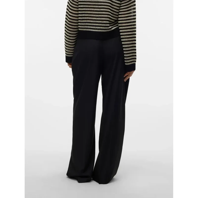 Vero Moda Damen schwarze Reißverschluss-Hose aus Polyester und Viskose