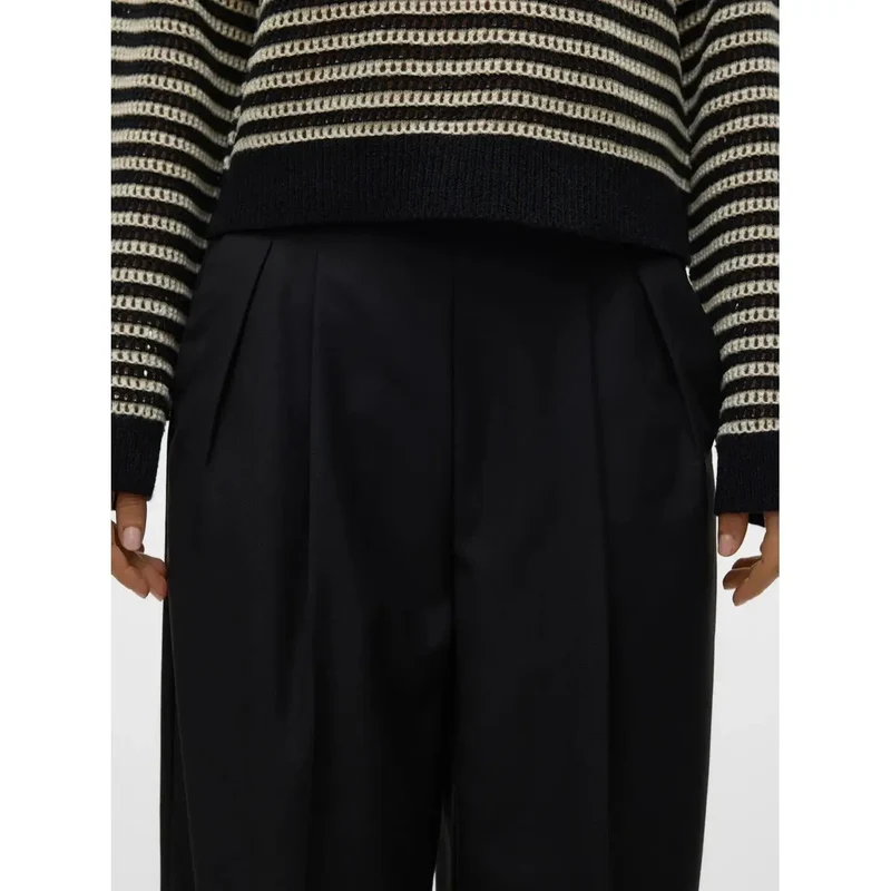 Vero Moda Damen schwarze Reißverschluss-Hose aus Polyester und Viskose